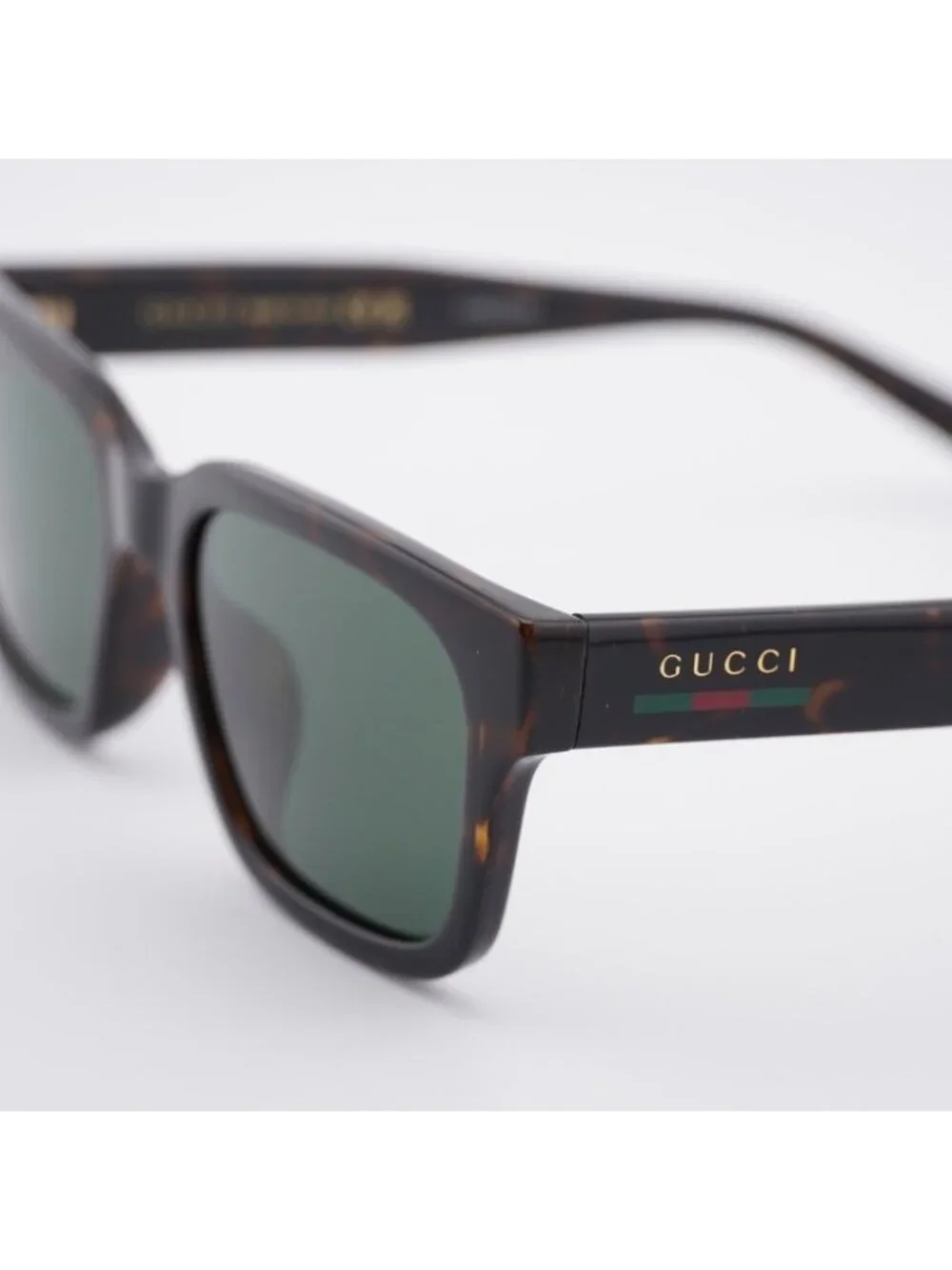 Gucci GG1857SK 002 Sunglasses Havana Square Frame, Green Lenses